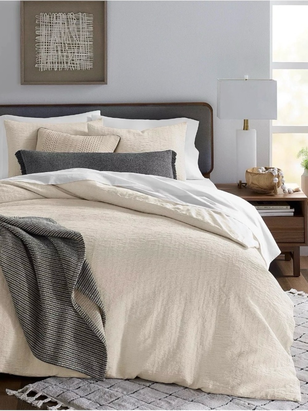 Oake Layered Horizons 3 Pc  Full / Queen Natural Cotton Duvet Set - MSRP $250